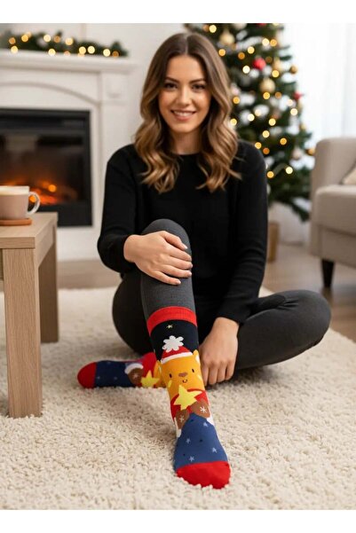 CANMODA جوارب عيد الميلاد ذات طابع دمية الدب المرصعة بالنجوم - CM169