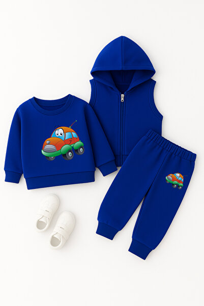 ADABEBEK Premium Toy Car Printed Vest Set 3-Piece Lower Upper Baby Set 22193