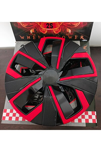 Universal 15"inç Her Araçla Uyumlu Kırmızı Çıtalı Jant Kapağı 4'lü Takım