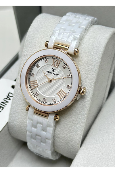 Daniel Klein 2 Yıl Garantili Su Geçirmez Beyaz Seramik Kordon Kadın Kol Saati ILK14282A1