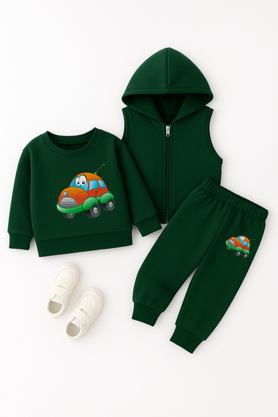 ADABEBEK Premium Toy Car Printed Vest Set 3-Piece Lower Upper Baby Set 22193