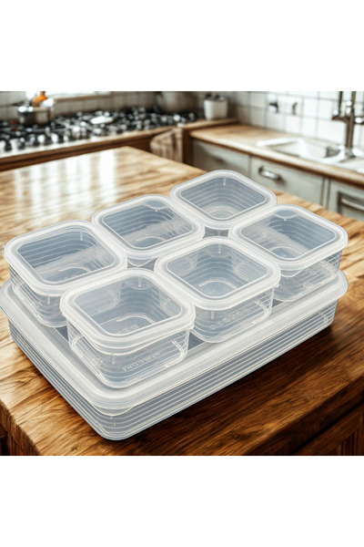 SUPERPUP 7 Pieces Breakfast Picnic Food Refrigerator Storage Container 2.3 Lt + 250ml X 6