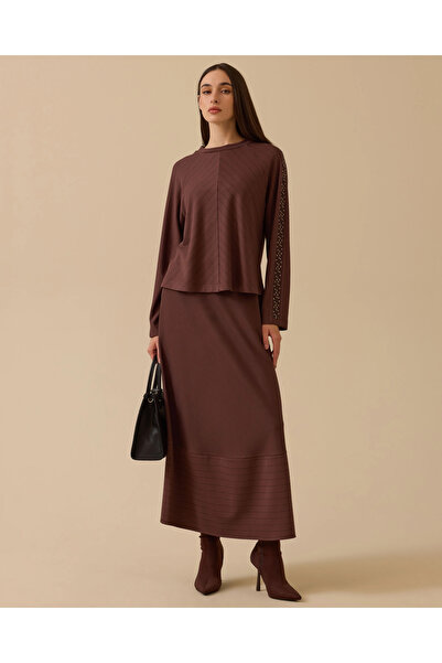 SEÇİL ÇİZGİLİ TAŞ DETAYLI ETEK TAKIM