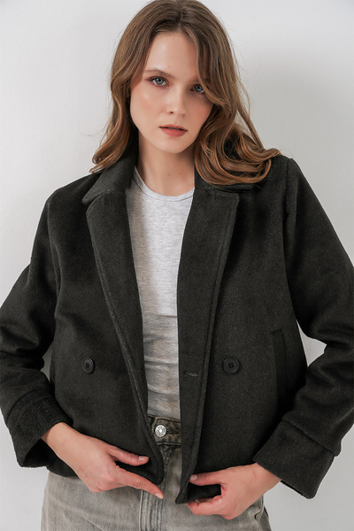 Merterium Women's Short Cashmere Jacket 1305 - Anthracite
