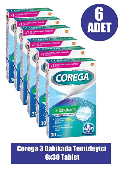 Corega humanlife 3 Dakikada Temizleyici 30 Tablet 6 Adet