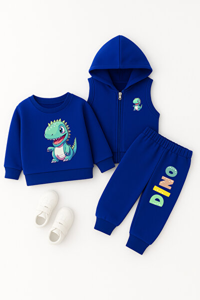 ADABEBEK Premium Dinos Printed Vest Set 3-Piece Bottom and Top Baby Set 22010