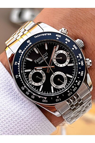 Ferrucci 2 Years Warranty Steel Band Inner Dial Features Active 3 Atm Men's Wristwatch Ef.03648.2