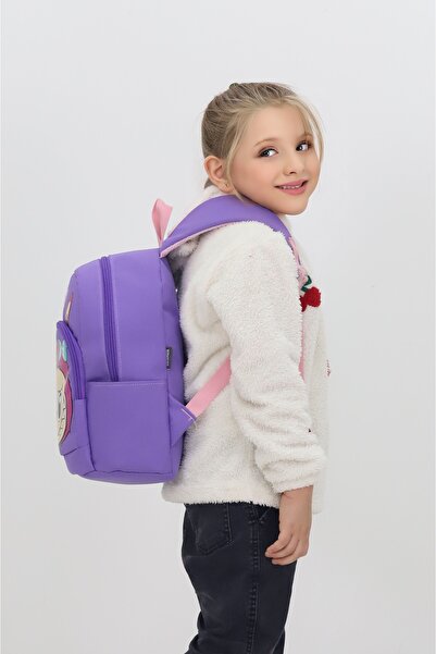 Probag Labubu Figured Purple Kindergarten Nursery Bag 4 Compartments Preschool Children's Backpack