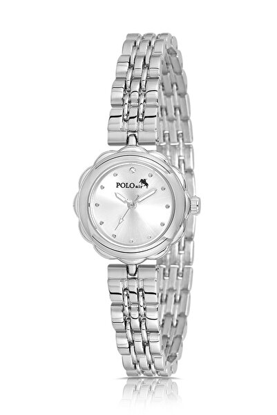 Polo Air ساعة يد نسائية أنيقة بتصميم زهرة فضية اللون PL-1561B2x