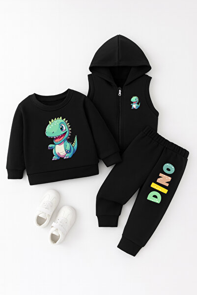 ADABEBEK Premium Dinos Printed Vest Set 3-Piece Bottom and Top Baby Set 22010