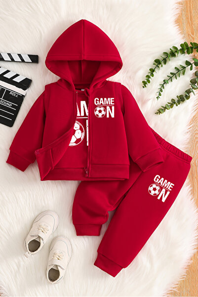 ADABEBEK Premium Football Player Printed Vest Set 3-Piece Bottom Top Baby Set 24751