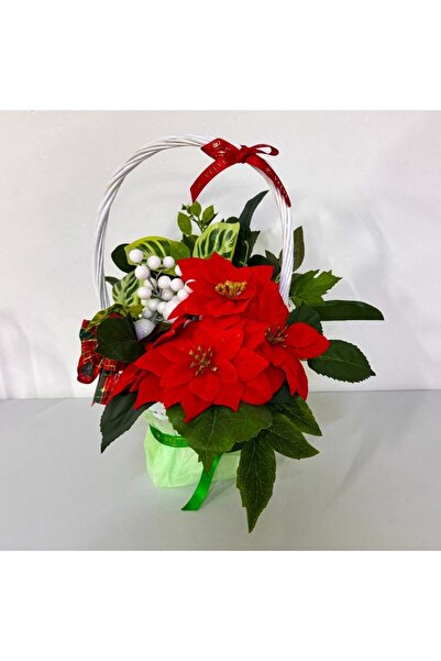 velve Χριστουγεννιάτικο καλάθι με λουλούδια και σταθεροποιημένες φυσικές λειχ...