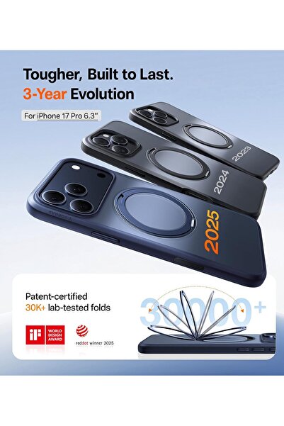 TORRAS Upgrade 360 Magnetic Stand Case for iPhone 17 Pro 6.3in – Deep Blue