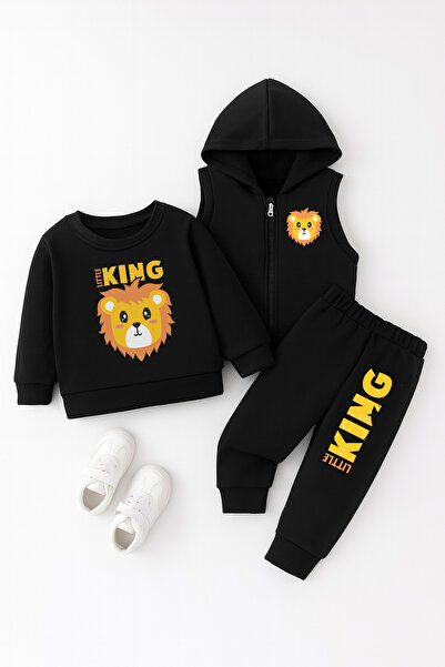 ADABEBEK Premium Little King Printed Vest Set 3-Piece Bottom and Top Baby Set 11075