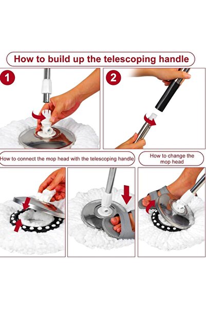 festive Easy Spin Mop and Bucket Set – 360° Rotating Spin Mop with Stainless Steel Telescopic Han