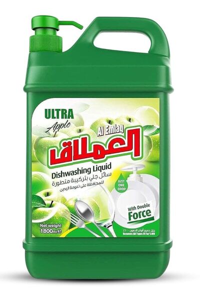 Al Emlaq سائل غسيل الأطباق فائق الجودة، برائحة التفاح، 1800 مل