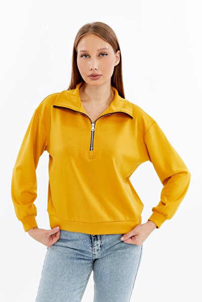 Maison La Femme Women's zip-up crewneck sweatshirt