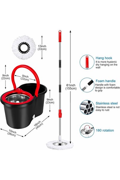 festive Easy Spin Mop and Bucket Set – 360° Rotating Spin Mop with Stainless Steel Telescopic Han