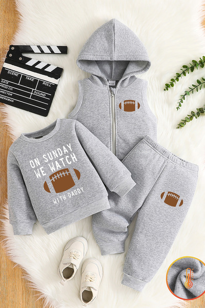 ADABEBEK Premium Sports Theme Printed Vest Set 3-Piece Bottom and Top Baby Set 24746