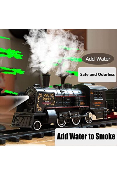 Beauenty Electric Train Set for Kids - Battery-Powered with Lights, Smoke & Sound (Smoky Black)