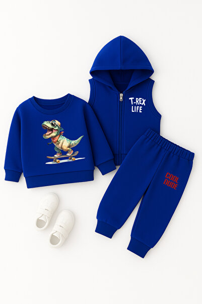 ADABEBEK Premium T-Rex Life Printed Vest Set 3-Piece Bottom Upper Baby Set 24726