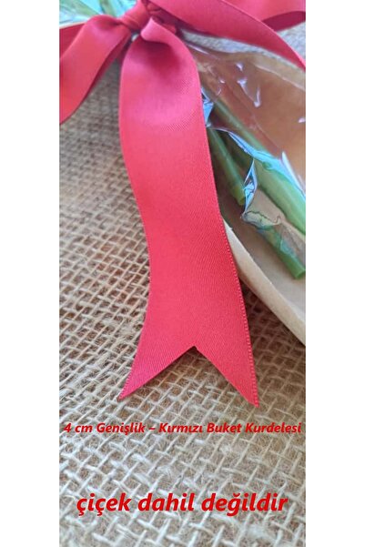 hobidaşım Kırmızı Büyük Boy Buket Kurdelesi – 4 cm (1 Rulo)