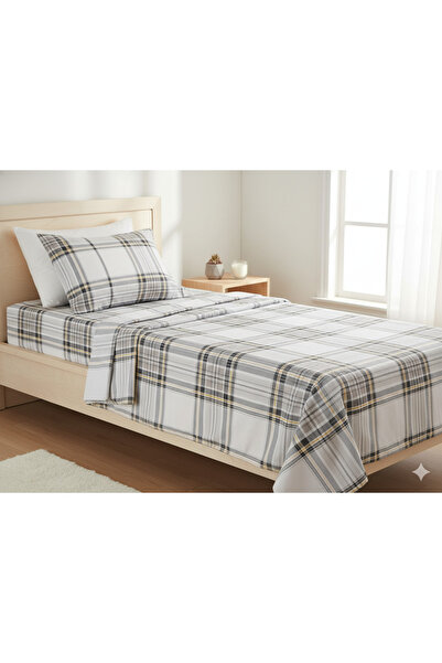 Maki Home Makiteks 100% Cotton Plaid Striped 120X200+50X70 cm Single Fitted Sheet Set