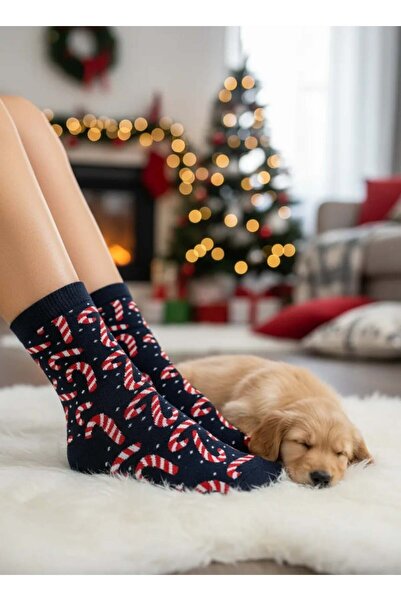 CANMODA جوارب عيد الميلاد ذات طابع حلوى السكر باللون الأزرق الداكن - CM159