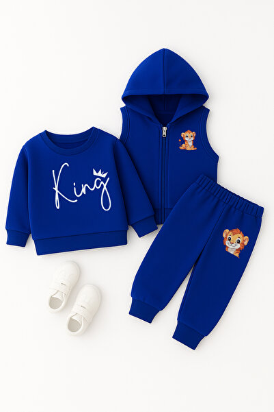 ADABEBEK Premium King Printed Vest Set 3-Piece Bottom Top Baby Set 22573