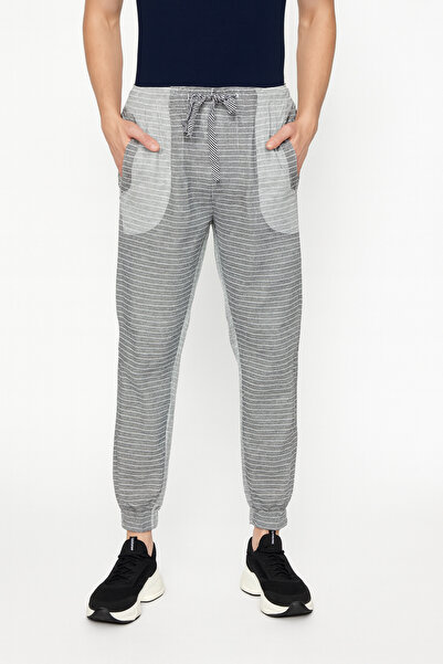 STITCH by MH Men’s Grey Striped Jogger Pants.