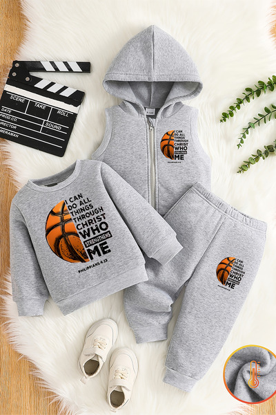 ADABEBEK Premium Basketball Themed Vest Set 3-Piece Bottom Top Baby Set 24743