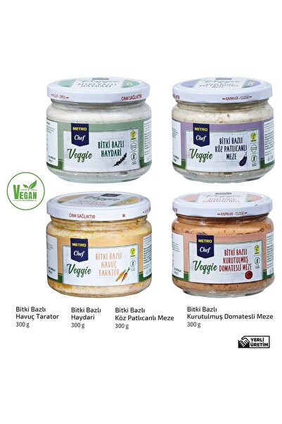 Metro Chef Veggie Serisi Bitki Bazlı Ezme Seti Katkı Maddesi İçermez 300x4 12...