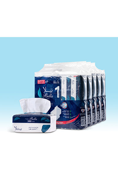 Bella مناديل بيلا 300 منديل - 50 عبوة من مناديل الوجه الناعمة الفردية