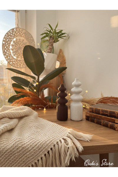 Qukis Store Nordic Vase, Scandinavian Design, 1 Piece Brown, 1 Piece Marble C...