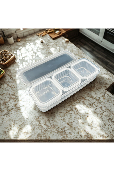 SUPERPUP 4 Pieces Breakfast Picnic Food Refrigerator Storage Container 1.2 Lt + 250ml X 3