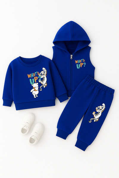 ADABEBEK Premium Tarz What's up Printed Vest Set 3-Piece Bottom and Top Baby Set 24120