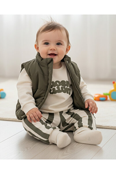 voyyo kids baby Baby Boy Inflatable Vest Set 3-Piece Stylish Top and Bottom Set, 6-9-12-18-24 Months Baby Holiday Combination