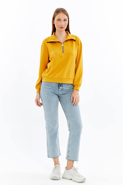 Maison La Femme Women's zip-up crewneck sweatshirt