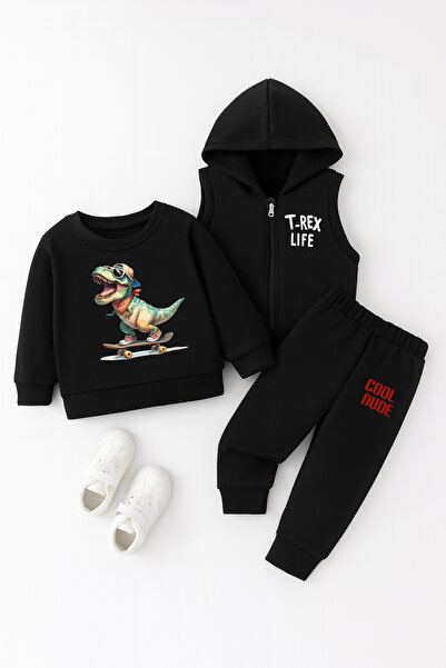 ADABEBEK Premium T-Rex Life Printed Vest Set 3-Piece Bottom Upper Baby Set 24726