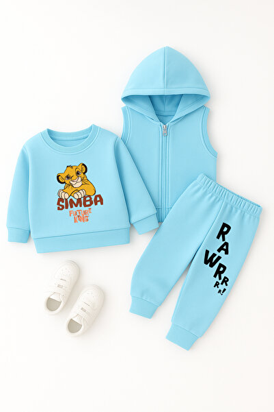 ADABEBEK Premium Simba Rawrrr Printed Vest Set 3-Piece Bottom and Top Baby Set 24406