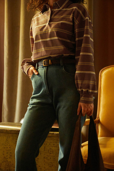 ZÜLAYS Çizgi Baskılı Sweatshirt Kahverengi