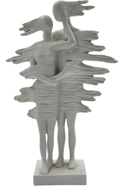 B&D Modern Abstract Resin Art Sculpture - Gray Decorative Contemporary Home Décor