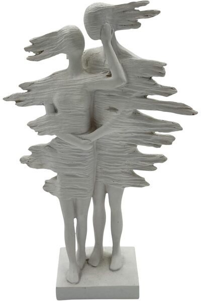 B&D Modern Abstract Resin Art Sculpture - Gray Decorative Contemporary Home Décor