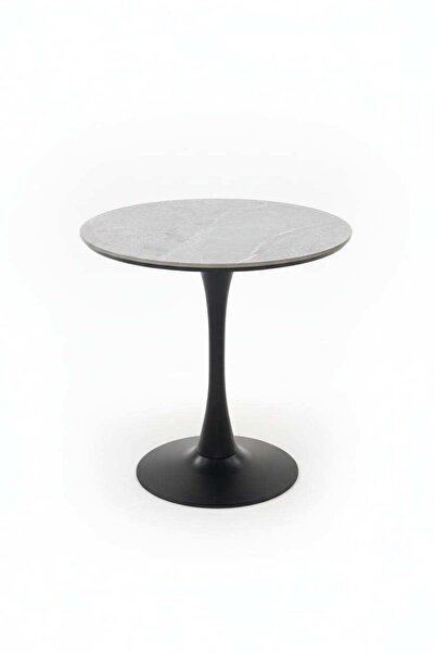 Generic طاولة قهوة وشاي دائرية من الرخام باللون الرمادي (70 × 70 سم)