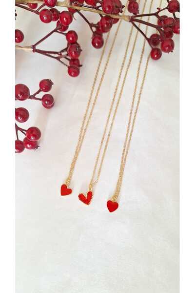 SOUL BY A&B 3lü kalp kolye arkadaşlık kolyesi bff kolye kırmızı kalp kolye yılbaşı yeni yıl