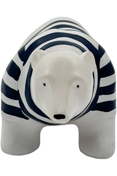 B&D Polyresin Polar Bear Night Lamp, Black & White Striped, LED Figurine