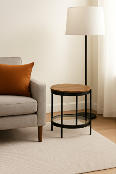 HOMEZ NEED Modern wooden and metal side table — a touch of elegance for your living room