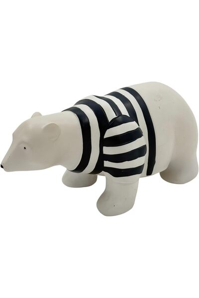 B&D Polyresin Polar Bear Night Lamp, Black & White Striped, LED Figurine