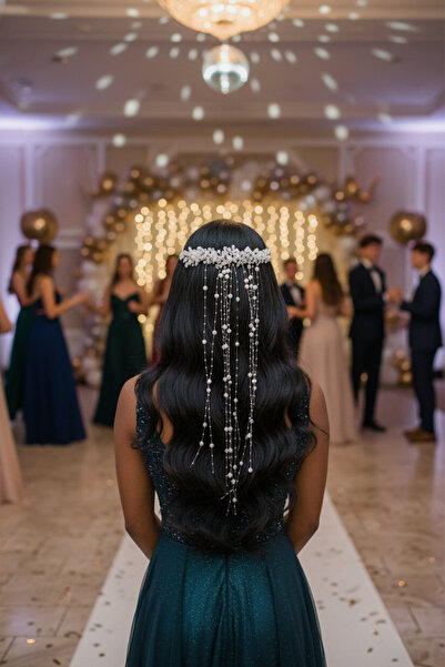 Limelia Accesoriu pentru păr de mireasă cu pandantiv lung cu perle și cristal...