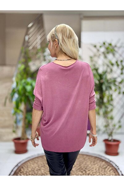 Punta Otantik Yg59100 Italian Stone and Butterfly B Printed Knitwear Blouse Pink